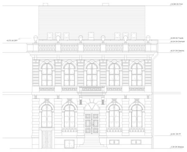 Plan 1 zu: Sanierung eines Barockhauses - denkmalgerechte Sanierung, Umbau und Dachgeschossausbau eines Stadtpalais der zweiten barocken Stadterweiterung mit zwei Gewerbeeinheiten und einer Wohnung, Potsdam, 1999-2000, Architekt: Jo Sollich