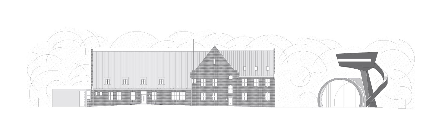 Plan 2 zu: KAW. Kasino am Weinberg - denkmalgerechte Sanierung und Umbau eines ehemaligen Offizierskasinos (Architekt: Robert Kisch, Baujahr: 1936) zu einem Ateliergebäude sowie Entwurf für einen Neubau eines weiteren Ateliergebäudes und einer Turmskulptur, Neuruppin, 2006-2010, Architekt: Jo Sollich