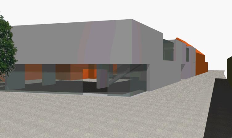 Plan 2 zu: NDN. Wettbewerb „Nietzsche Dokumentationszentrum Naumburg“ - Entwurf für einen Neubau des Nietzsche Dokumentationszentrums mit einem Archiv für die „Krumme“-Bibliothek, Naumburg, 2001, Architekt: Jo Sollich