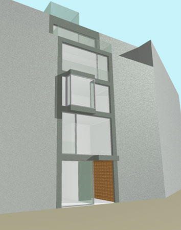 Plan 1 zu: OWS. Entwurf für ein Townhouse am Friedrichswerder, Berlin-Mitte, 2005, Architekt: Jo Sollich