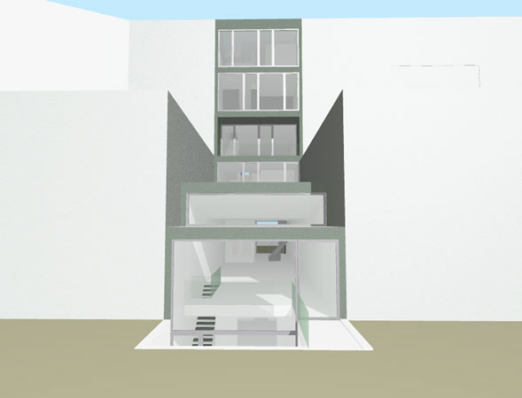 Plan 3 zu: OWS. Entwurf für ein Townhouse am Friedrichswerder, Berlin-Mitte, 2005, Architekt: Jo Sollich